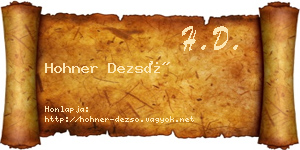 Hohner Dezső névjegykártya
